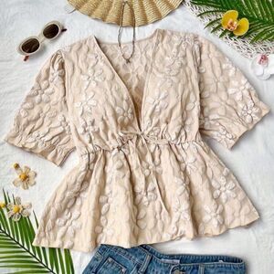 SHEIN Plus Size Women's Front Tie Short Sleeve Simplistic Casual Jacquard 2XL